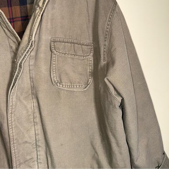 VINTAGE GAP 90s chore barn Jacket w leather collar flannel interior corduroy XL - Picture 3 of 7